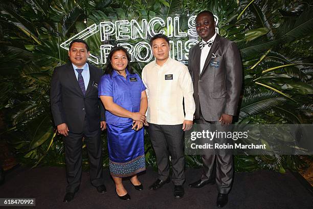 Jorge Bolom, Lanoy Keosuvan, Guiliya Laoxayda, and Freeman Gobah attend the Pencils of Promise 6th Annual Gala "A World Imagined" at Cipriani Wall...
