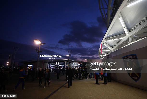 General view of the club store before the EFL Cup fourth round match between West Ham and Chelsea at The London Stadium on October 26, 2016 in...