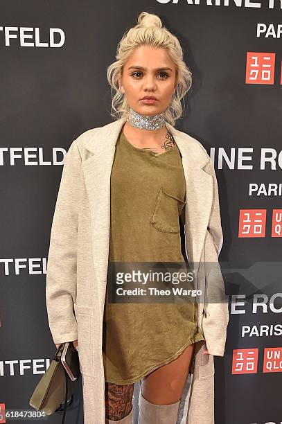 Amina Blue attends the UNIQLO Fall/Winter 2016 Carine Roitfeld collection launch at UNIQLO on October 26, 2016 in New York City.