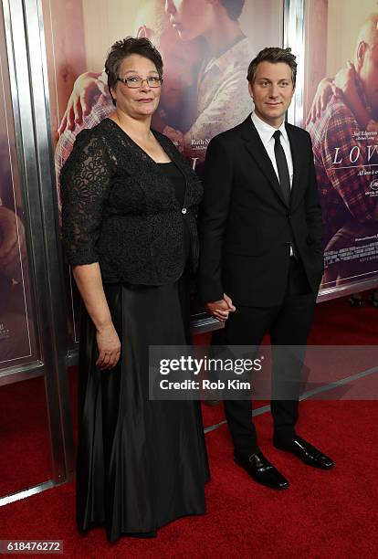 Peggy Loving Fortune and director Jeff Nichols attend the New York Premiere of "Loving" at Landmark Sunshine Theater on October 26, 2016 in New York...