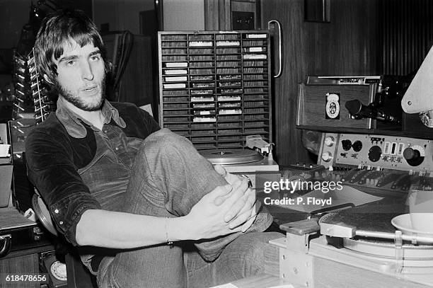 Radio disc jockey Johnnie Walker in a radio studio, UK, 23rd November 1971.