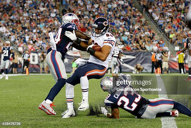 Chicago Bears tight end Rob Housler catches the ball for a two point conversion. The New England Patriots defeated the Chicago Bears 23-22 in a...