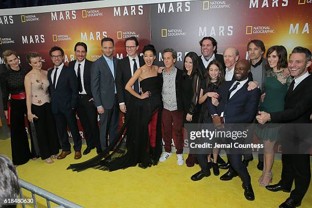 The cast and crew attends the National Geographic Channel "MARS" Premiere NYC on October 26, 2016 in New York City.