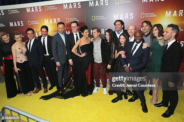 The cast and crew attends the National Geographic Channel "MARS" Premiere NYC on October 26, 2016 in New York City.