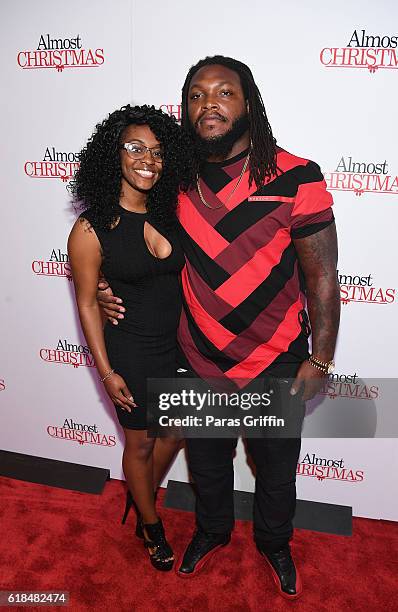 Player Courtney Upshaw attends "Almost Christmas" Atlanta screening at Regal Cinemas Atlantic Station Stadium 16 on October 26, 2016 in Atlanta,...