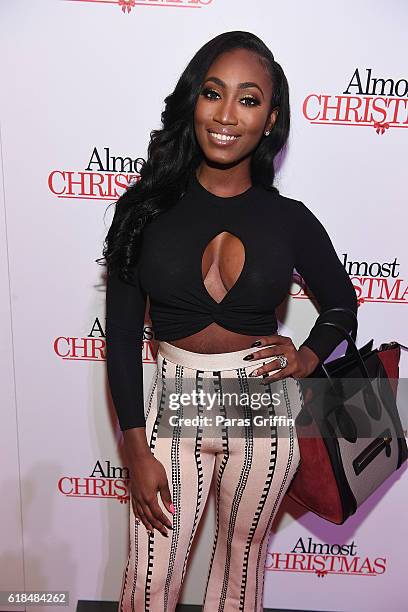 Personality CoCo Griffin attends "Almost Christmas" Atlanta screening at Regal Cinemas Atlantic Station Stadium 16 on October 26, 2016 in Atlanta,...