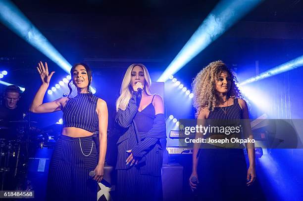 Annie Ashcroft, Nadine Samuels and Frankee Connelly of M.O perform at O2 Academy Islington on October 26, 2016 in London, England.