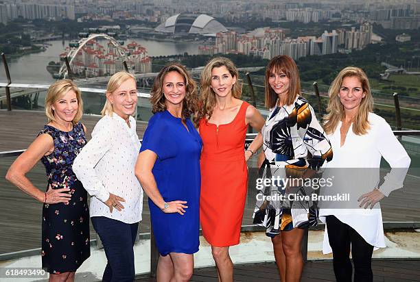 Legend Ambassadors Chris Evert of the United States, Martina Navratilova of the United States, Mary Pierce of France, Monica Seles of the United...