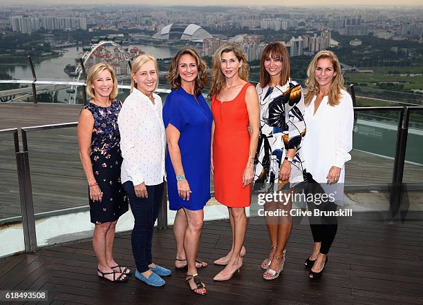 Legend Ambassadors Chris Evert of the United States, Martina Navratilova of the United States, Mary Pierce of France, Monica Seles of the United...