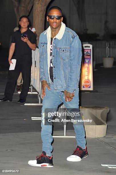 Rapper YG attends a Los Angeles Lakers game on October 26, 2016 in Los Angeles, California.