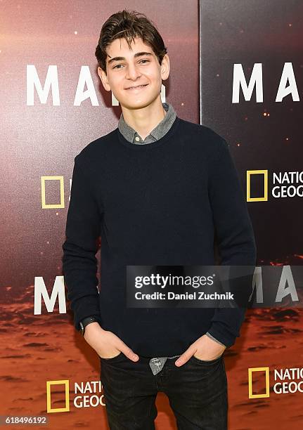 David Mazouz attends the National Geographic Channel 'MARS' New York Premiere at the School of Visual Arts on October 26, 2016 in New York City.