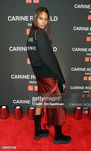 Model Cindy Bruna attends the UNIQLO Fall/Winter 2016 Carine Roitfeld Collection launch at UNIQLO on October 26, 2016 in New York City.