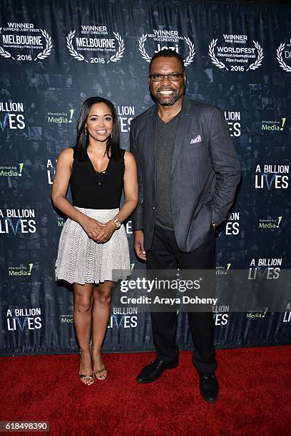 Judge Faith Jenkins and Petri Hawkins-Byrd attend the LA Premiere Of Award-Winning Documentary "A Billion Lives" at ArcLight Hollywood on October 26,...