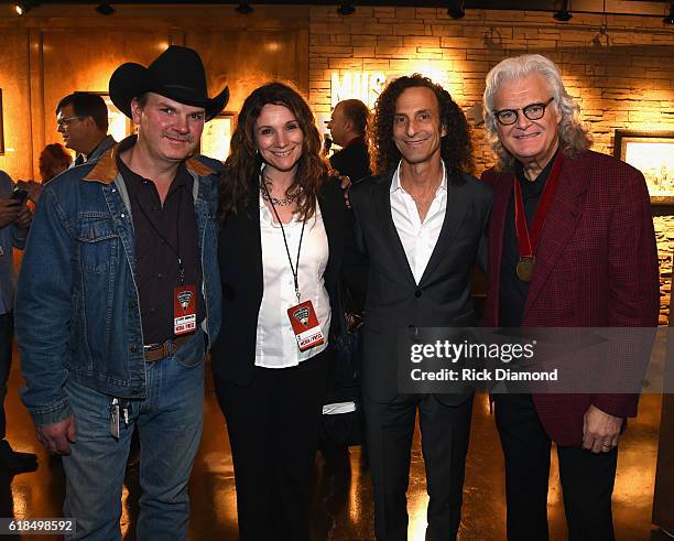 Luke Maness, Jessi Maness, Kenny G and Inductee Ricky Skaggs attend the Musicians Hall Of Fame 2016 Induction Ceremony & Show at Nashville Municipal...