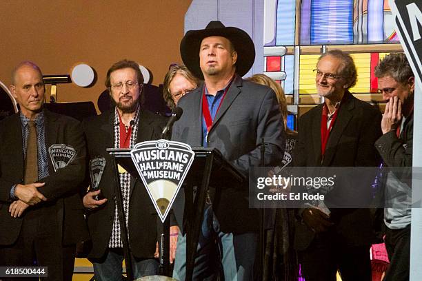 Garth Brooks inducts his G-Men into the Muscians Hall of Fame at Nashville Municipal Auditorium on October 26, 2016 in Nashville, Tennessee.