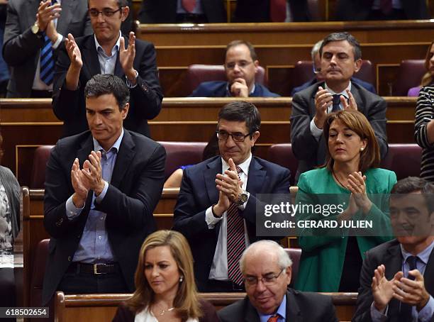 Former leader of the Spanish Socialist Party , Pedro Sanchez , former president of the parliament, Socialist Patxi Lopez and the rest of the...