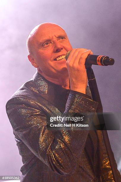 Glenn Gregory of Heaven 17 performs at City Hall on October 25, 2016 in Sheffield, England.