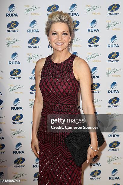 Television presenter Sandra Sully arrives at the 2016 John Eales Medal at Royal Randwick Racecourse on October 27, 2016 in Sydney, Australia.