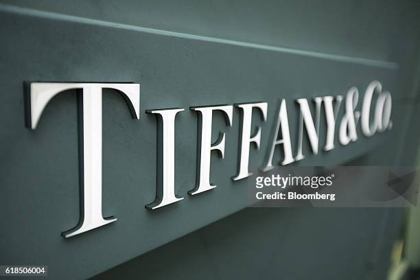 Logo sits on the exterior of a Tiffany & Co. Luxury goods store in Frankfurt, Germany, on Wednesday, Oct. 26, 2016. The world's luxury-goods market...