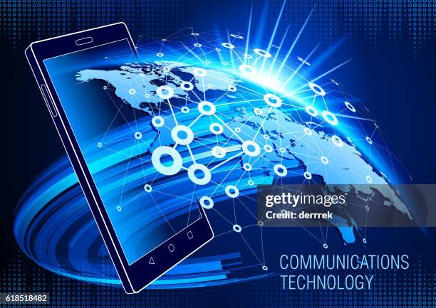 smart phone. communications technology - interactive maps stock illustrations