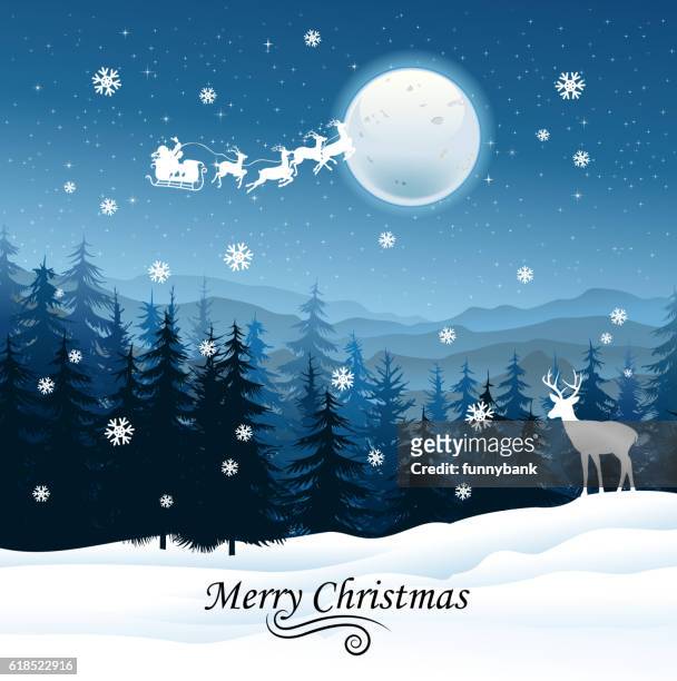 merry christmas card - full moon stock illustrations