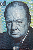 Winston Churchill portrait from British money