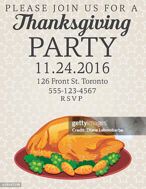 thanksgiving dinner party invitation - vegetable platter stock illustrations