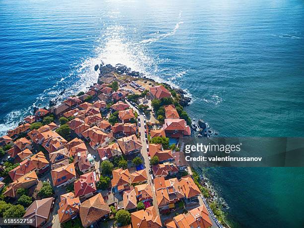 hight angle view of sozopol, bulgaria - bulgaria stock pictures, royalty-free photos & images