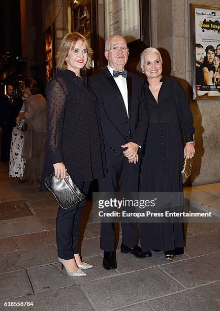 Rosa Tous, Salvador Tous and Rosa Oriol are seen arriving at ELLE 30th anniversay party at the Circulo de Bellas Artes on October 26, 2016 in Madrid,...