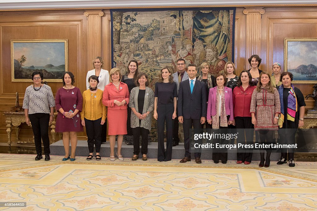 Queen Letizia of Spain Attend Audiences At Zarzuela Palace