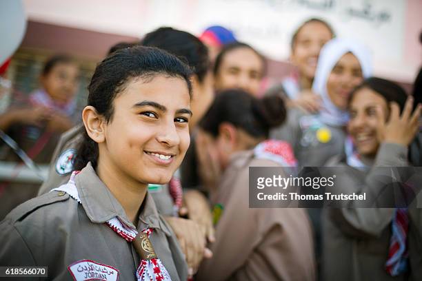 Irbid, Jordan Schoolgirls of the Ajnadayn girls' school in Irbid on October 05, 2016 in Irbid, Jordan.