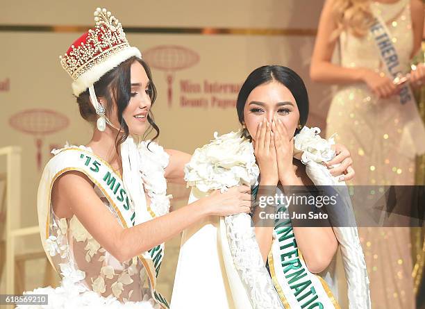 Miss International 2015 Edymar Martinez and Kylie Verzosa of Philippines during the 56th Miss International Beauty Pageant at Tokyo Dome City Hall on...