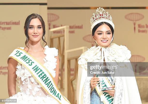 Miss International 2015 Edymar Martinez and Kylie Verzosa of Philippines during the 56th Miss International Beauty Pageant at Tokyo Dome City Hall on...