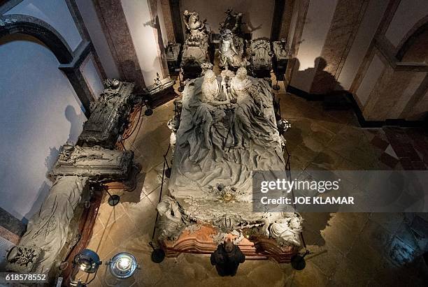 The Tomb of Empress Maria Theresa of Austria one of 149 members of the Habsburg dynasty at the Imperial Crypt in Vienna, Austria on October 19, 2016....