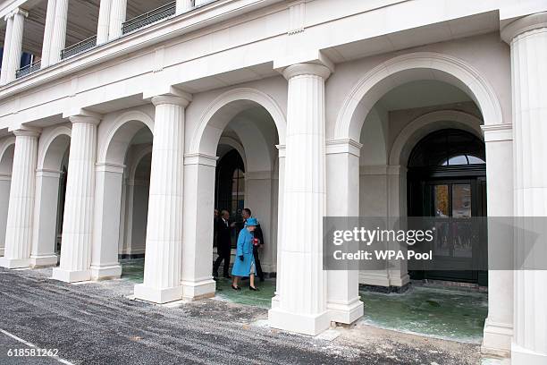 Britain's Queen Elizabeth II is photographed on October 27, 2016 in Poundbury, England. The Queen and The Duke of Edinburgh, accompanied by The...