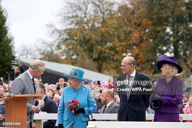 Britain's Prince Charles, Prince of Wales, Britain's Queen Elizabeth II, Prince Philip, Duke of Edinburgh and Britain's Camilla, Duchess of Cornwall...