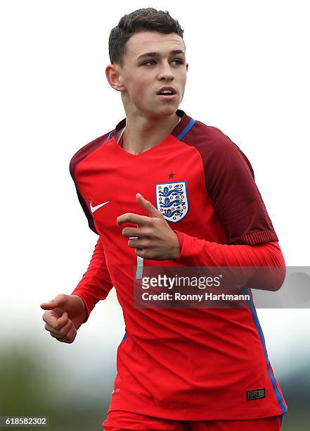 Phil Foden of England during the UEFA Under-17 EURO Qualifier between U17 England and U17 Romania at Football Centre FRF on October 27, 2016 in...