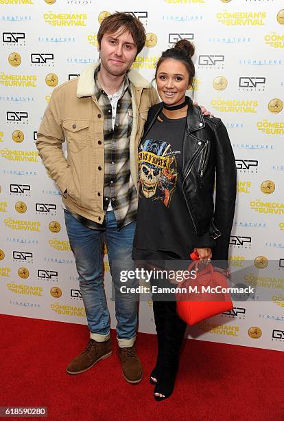 James Buckley and Wife, Clair Meek attend the photocall for "The Comedian's Guide To Survival" at Vue Piccadilly on October 27, 2016 in London,...