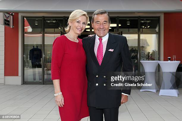 Wolfgang Grupp, CEO Trigema and his wife Elisabeth Grupp during the opening of the City Outlet Geislingen on October 27, 2016 in Geislingen, Germany.