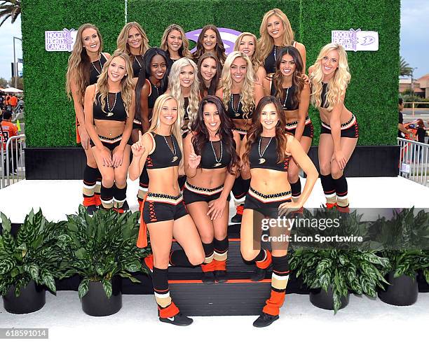 Anaheim Ducks Power Players during a group photo in front of the Honda Center during the Ducks home opener white carpet ceremonies before a game...