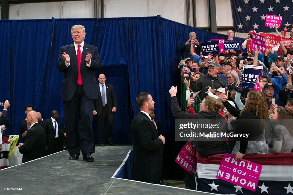 Trump In Crowd Republican presidential nominee Donald Trump greets the crowd at a ...