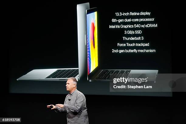 Apple Senior Vice President of Worldwide Marketing Phil Schiller speaks during a product launch event on October 27, 2016 in Cupertino, California....