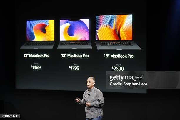 Apple Senior Vice President of Worldwide Marketing Phil Schiller speaks during a product launch event on October 27, 2016 in Cupertino, California....