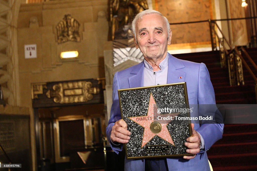 Charles Aznavour Awarded Honorary Walk Of Fame Plaque By Senator Kevin De Leon