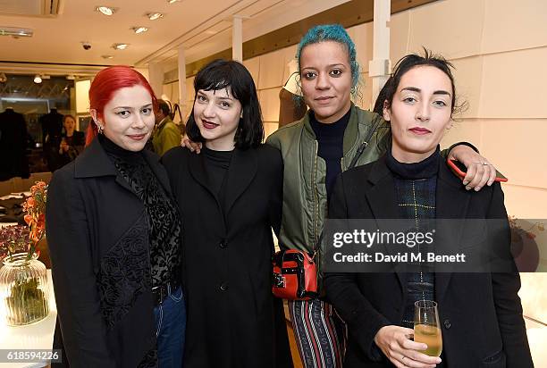 Emma Wyman, guest, Nell Kalonji and Elizabeth Fraser Bell attend the High Everyday Couture Collection Presentation by Claire Campbell hosted by...