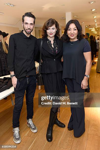 Claudio Marioto, Jasmine Guinness and Gulia Talipova attend the High Everyday Couture Collection Presentation by Claire Campbell hosted by Jasmine...