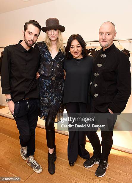 Claudio Marioto, Jade Parfitt, Gulia Talipova and Ian Garlant attend the High Everyday Couture Collection Presentation by Claire Campbell hosted by...
