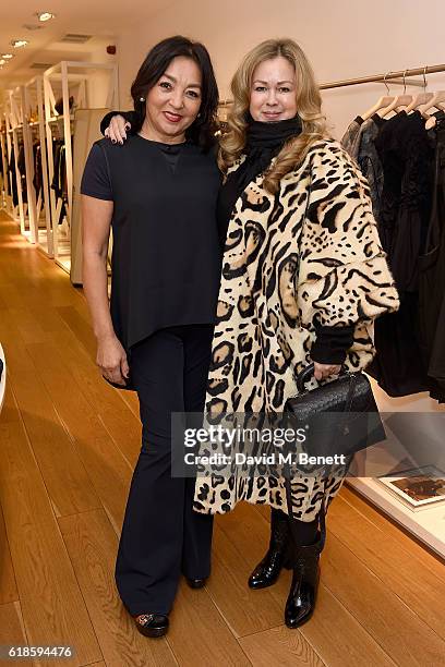 Gulia Talipova and Irina Stolyarova attend the High Everyday Couture Collection Presentation by Claire Campbell hosted by Jasmine Guinness and Jade...