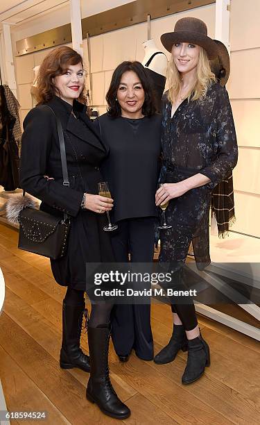 Jasmine Guinness, MD Gulia Talipova and Jade Parfitt attend the High Everyday Couture Collection Presentation by Claire Campbell hosted by Jasmine...