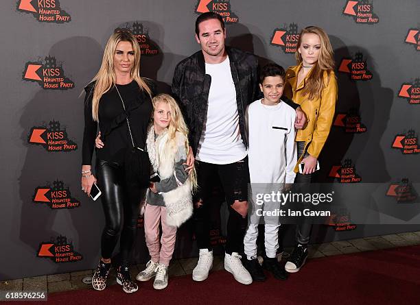 Katie Price, Princess Tiaamii, Kieran Hayler, Junior Andre and a guest attend the Kiss FM Haunted House Party at SSE Arena on October 27, 2016 in...